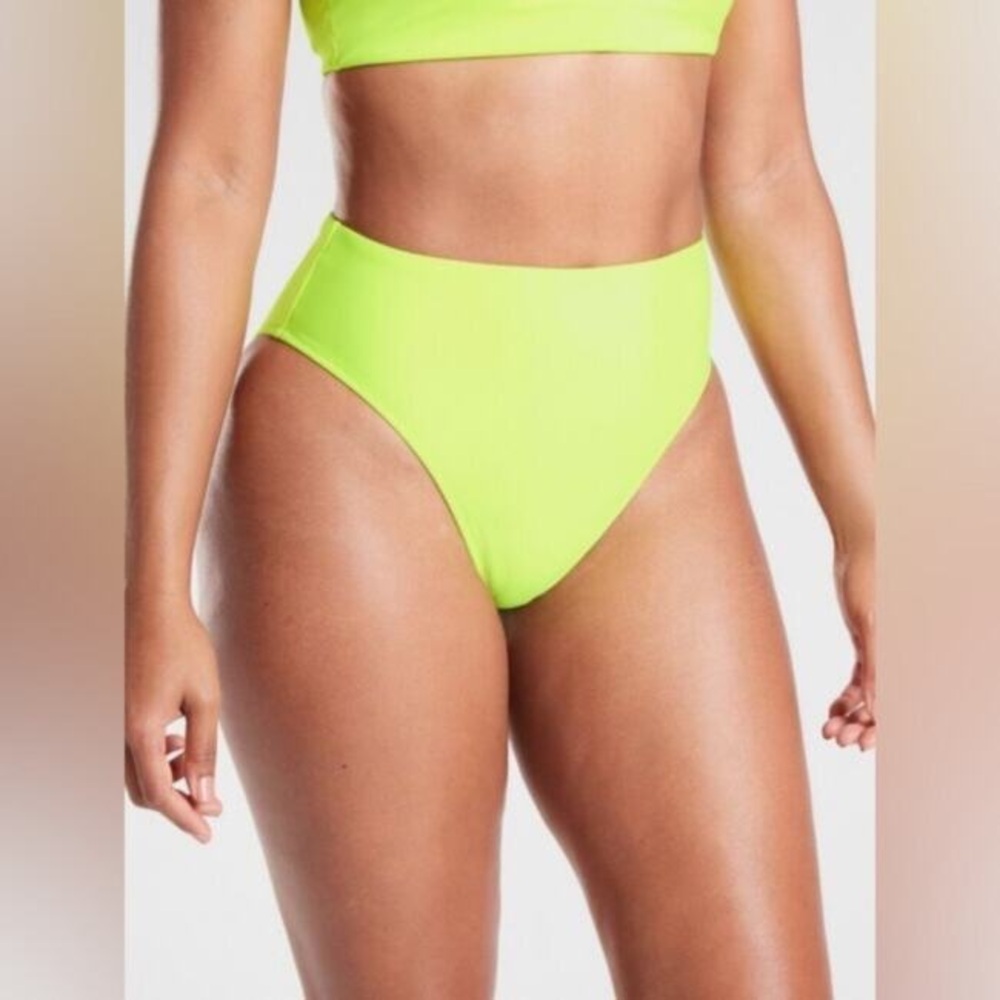 NWT Athleta High Leg Bikini Bottom in Black | Size Large